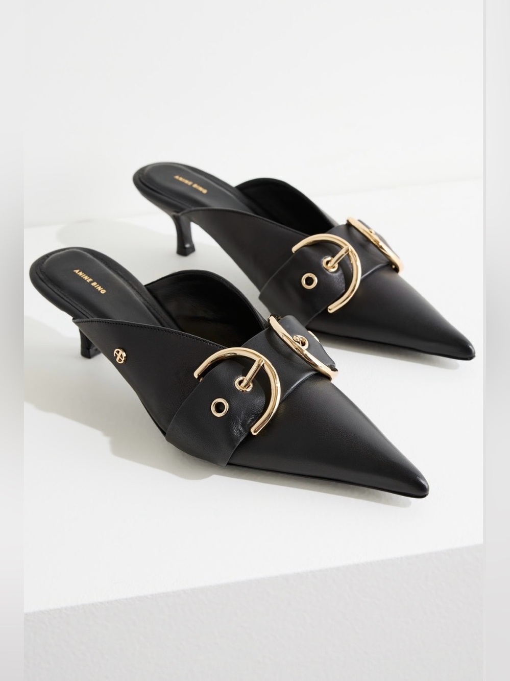 Anine Bing Zoe mules in black leather size 39